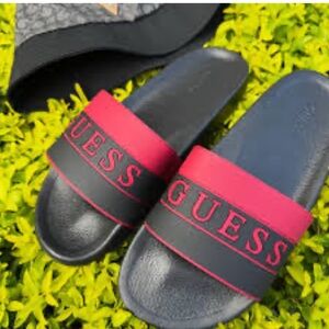 GUESS Black and Red Slide Sandals